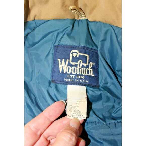 Woolrich Khaki Hooded Parker Vintage Lined Jacket Draw Waist Made in USA Sz 2XL - Picture 5 of 5